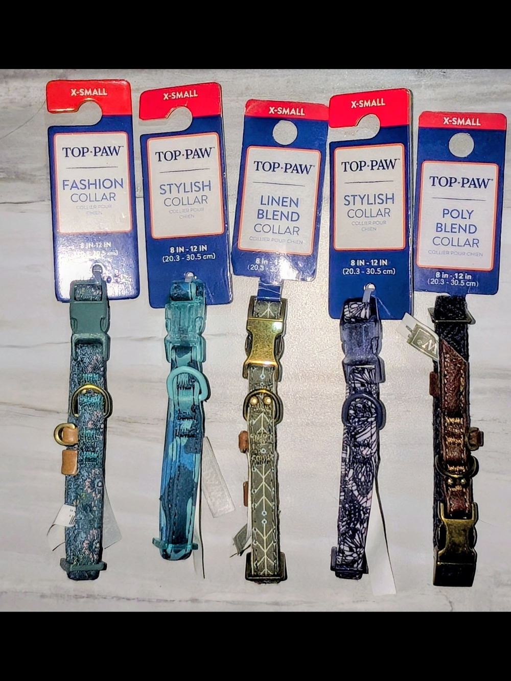 TOP-PAW X-SMALL Dog Collars (8-12 inch) - Lot of 5
